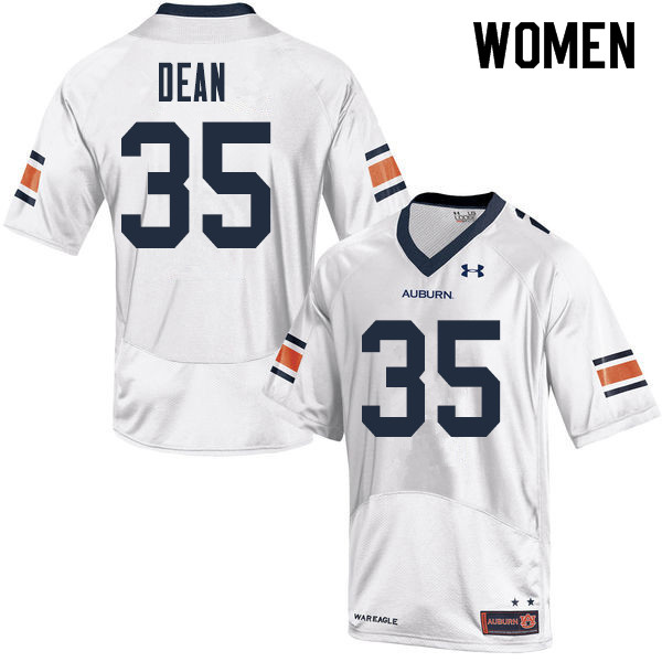 Women Auburn Tigers #35 Tanner Dean College Football Jerseys Sale-White